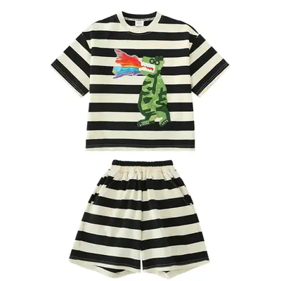 Boys Striped Dragon T-Shirt & Shorts Set 3-8Y