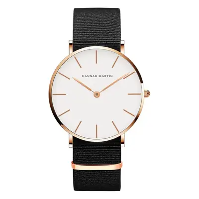 Men's European Watch Black Strap Quartz Movement