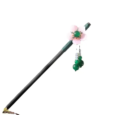 Elegant Flower Hairpin for Girls Antique Green Tassel