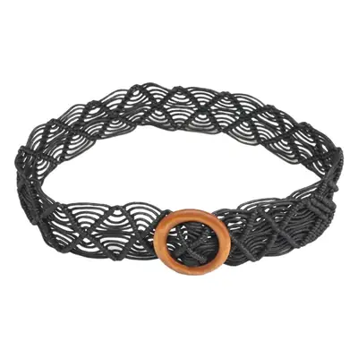 New Ethnic Wax Rope Belt with Wooden Buckle