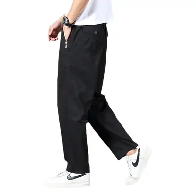 Plus Size Grey Straight Pants Men Loose Spring Autumn