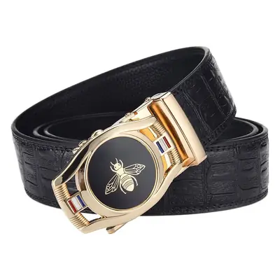 Men's Belt Automatic Buckle Leather Top Layer Cowhide Bee Design