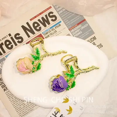 Elegant Pink Rose Hairpin for Women