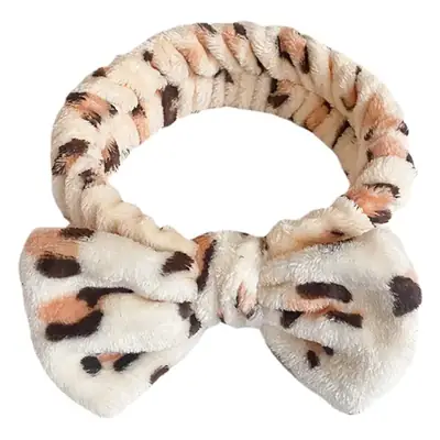 Red Bow Hairband with Leopard Print for Women