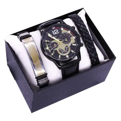 Men's Stainless Steel Quartz Watch Gift Set