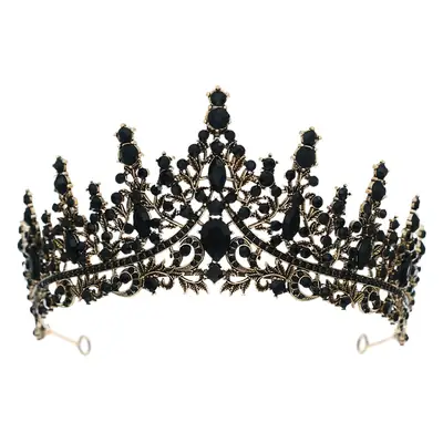 Black Rhinestone Bridal Crown 90g Alloy Diamond