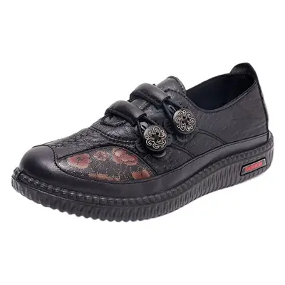 Black Lace-Decorated Slip-On Women's Shoes