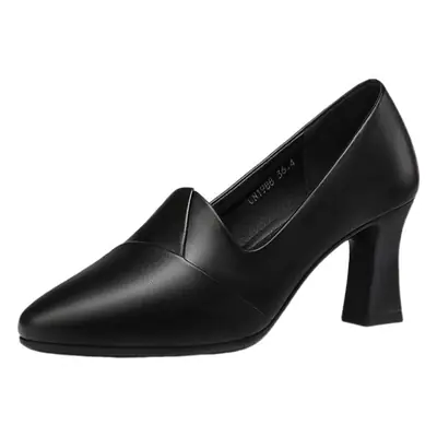Black Pointed Heel Women's Leather Mules