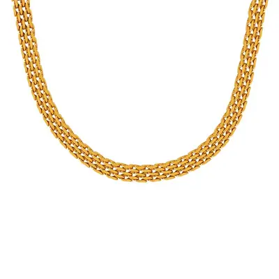 French Retro Woven Necklace Titanium Steel Plated 18K Gold