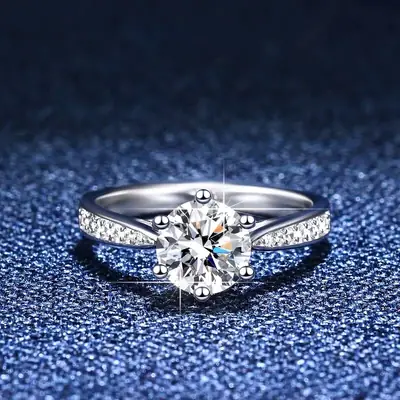 Clearance Platinum Moissanite Six Claw Ring