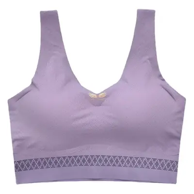 Wireless Fixed Cup Sports Bra for Women, Light Blue, Ice Silk Lace, Summer Push-Up Comfortable Breathable Sleep Bra