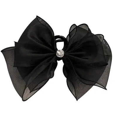 Black Mesh Shark Clip with Gold Clasp