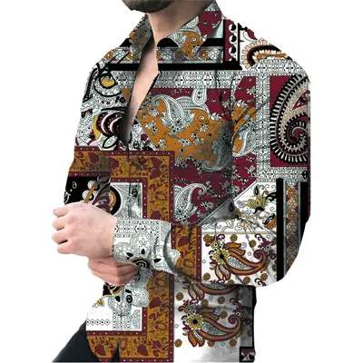 2025 Men Digital Printed Floral Slim Lapel Cardigan