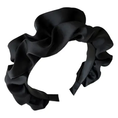 French Retro Black Pleated Hair Tie for Women