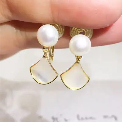 Natural Pearl Pearl Earrings Gold Plated