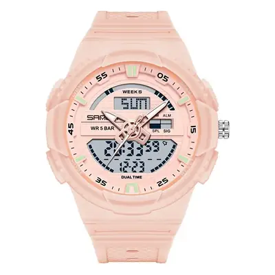 Sanda 3D Dual Display Watch White Green Quartz