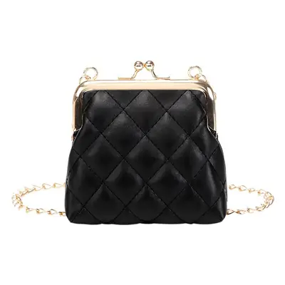 Black Diamond Lattice Chain Shoulder Clip Mini Bag