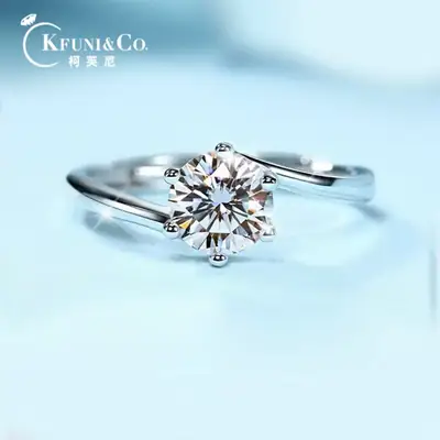 Clearance Silver Half of the Mountain Color American Moissanite Ring