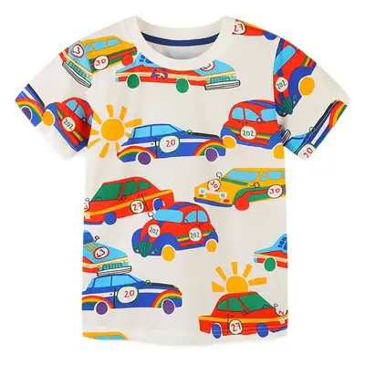 European American Boys T-Shirt Cartoon Print Pure Cotton Summer