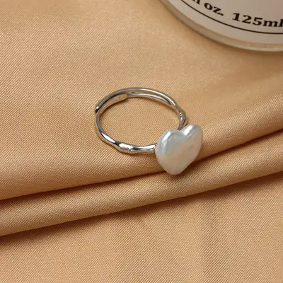 Natural Pearl Ring Adjustable S925 Gold White