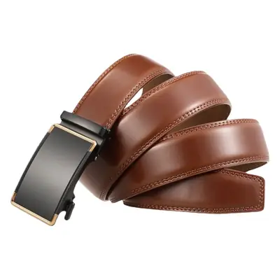 Men's Leather Belt with Automatic Buckle Brown