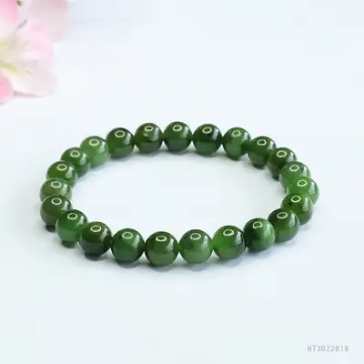 Guan Yu Jadeite Bracelet Green Women's Russian Material