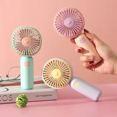 New Cartoon Cute Handheld USB Rechargeable Small Fan Outdoor Portable Mini Fan Student Fan Gift