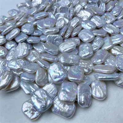 14-15mm Natural White Pearl Square Buttons for DIY Baroque Decor