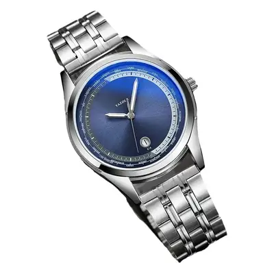 Men's Luminous Blue Dial Steel Band Quartz Watch