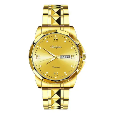 Aili Feida Steel Band Quartz Watch Men's Douyin Live Broadcast Hot Wholesale Waterproof Luminous Ultra-Thin Double Butterfly Buckle