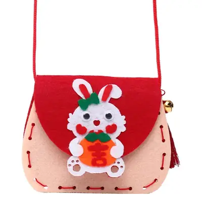 Red Rabbit Embroidered Crossbody Bag for Girls