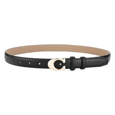 Women's Brown Leather Belt with Gold Buckle