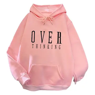 Pink Hooded Fleece Sweater Women Autumn Winter Loose Coat