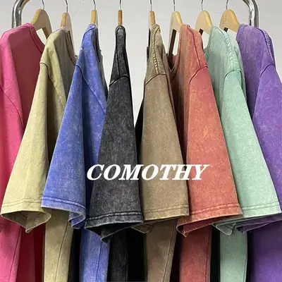 Washed Purple Cotton T-Shirt Men Loose Fit