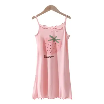 Yousse Children's Nightgown Women's Summer Thin Sling Nightgown Big Girl Princess Nightgown Sling Girls' Home Clothes