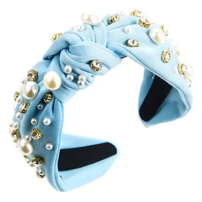 Yellow Pearl Crossbody Hairband with Knot Design