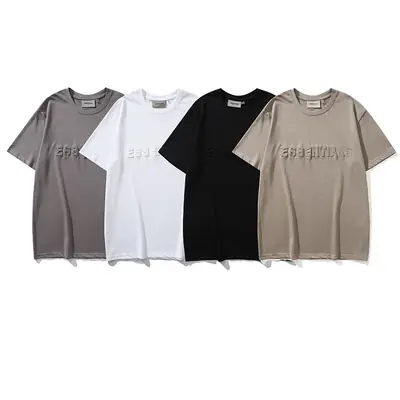 Black Embossed T-Shirt FOG Casual High Street Short Sleeve