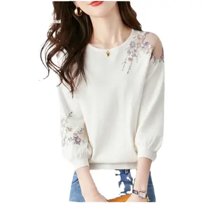Women Hollow Knitted Sweater Sweet Small 2025 Autumn