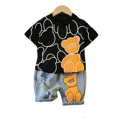 Children Cotton Printed T-Shirt Shorts Set Summer Boys Girls