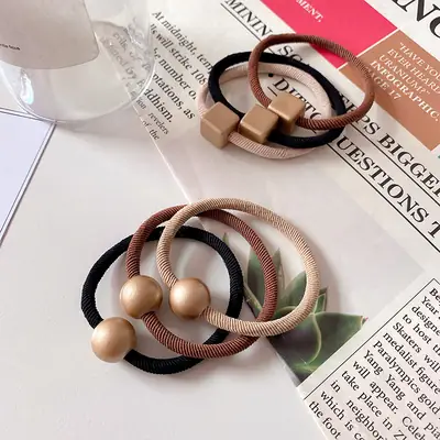 Elegant Gold Square Hair Rope Bands for Women