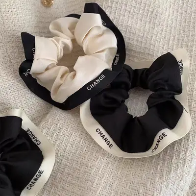 Chanel Style Hair Ring Black White Large Intestinal Hair Accessory