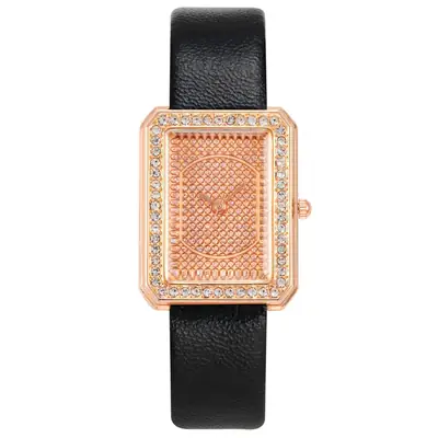 Women's Rectangular Gypsophila Diamond Watch with Green Belt