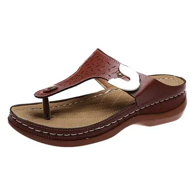Foreign Trade Large Size Slippers Women's 2022 Spring and Summer New European and American Retro Wedge Flip Flops Women's Outer Wear Beach Slippers