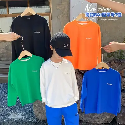 White Long Sleeve T-Shirt for Kids Pure Cotton 2026