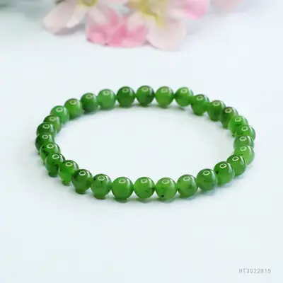 Green Jade Bracelet with Japanese Embellishments