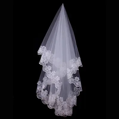 Bridal Veil 1.5m Lace Computer Embroidery Red