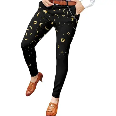 3D Printed Striped Slim Fit Pants for Men