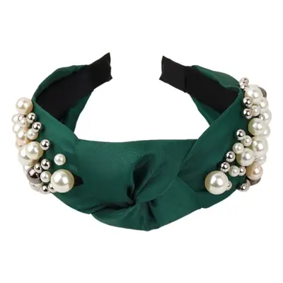 Pearl & Knotted Pearl Headband with Black Lining