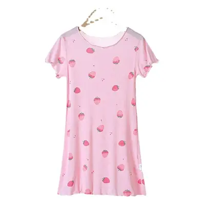 Girls' Summer Ice Silk Nightgown, Thin and Fresh Style Air-Conditioned Home Wear for Baby Girls, Children's Summer Cool Sleepwear