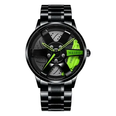 Men's Black Automatic Quartz Watch Wheel Design